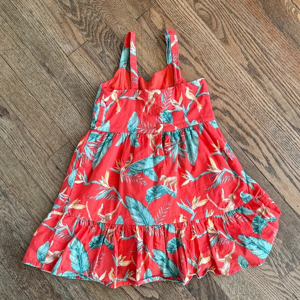 Janie and Jack Vibrant Red Floral Monkey Dress Sz 4
